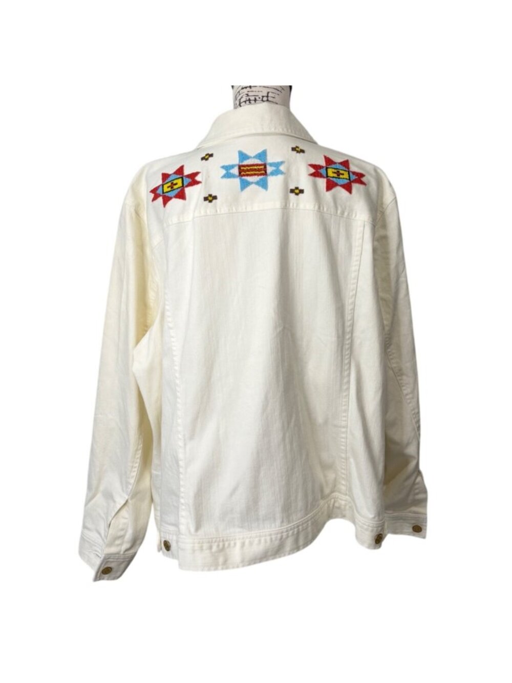 Ralph Lauren Jeans Co. Women 3X Southwestern Denim Trucker Jacket Aztec Ivory - Picture 2 of 7